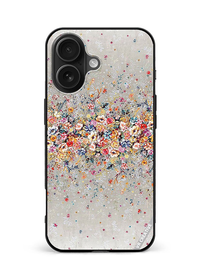 VR CREATIVE Protective Case Cover For Apple iPhone 16 Plus Digital Floral Garland Design Multicolour