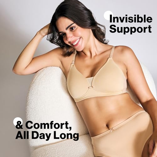 NYKD Women's Cotton Lightly Padded Wire Free T-Shirt Bra (NYB003_Beige_36D) - Image 2