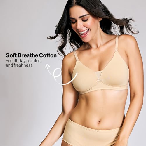 NYKD Women's Cotton Lightly Padded Wire Free T-Shirt Bra (NYB003_Beige_36D) - Image 4