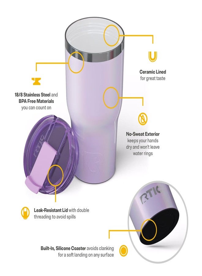 RTIC 30oz Essential Tumbler with Lid, Ceramic Lined, Insulated, Stainless Steel, Metal, Double Wall Vacuum-Insulation, Travel Cup for Iced Coffee, Tea, Hot and Cold Drink, Lavender Glitter - Image 4