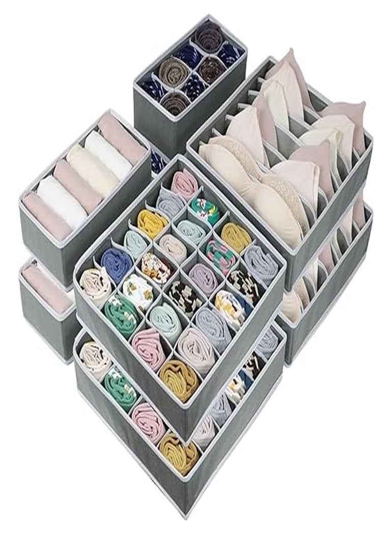 8 Pack Closet Drawer Organizer Bins, Foldable Underwear Drawer Organizer Boxes, 90 Cells Fabric Drawer Dividers Storage Box for Socks, Ties, Bras, Baby Clothes, Nursery  - Image 1
