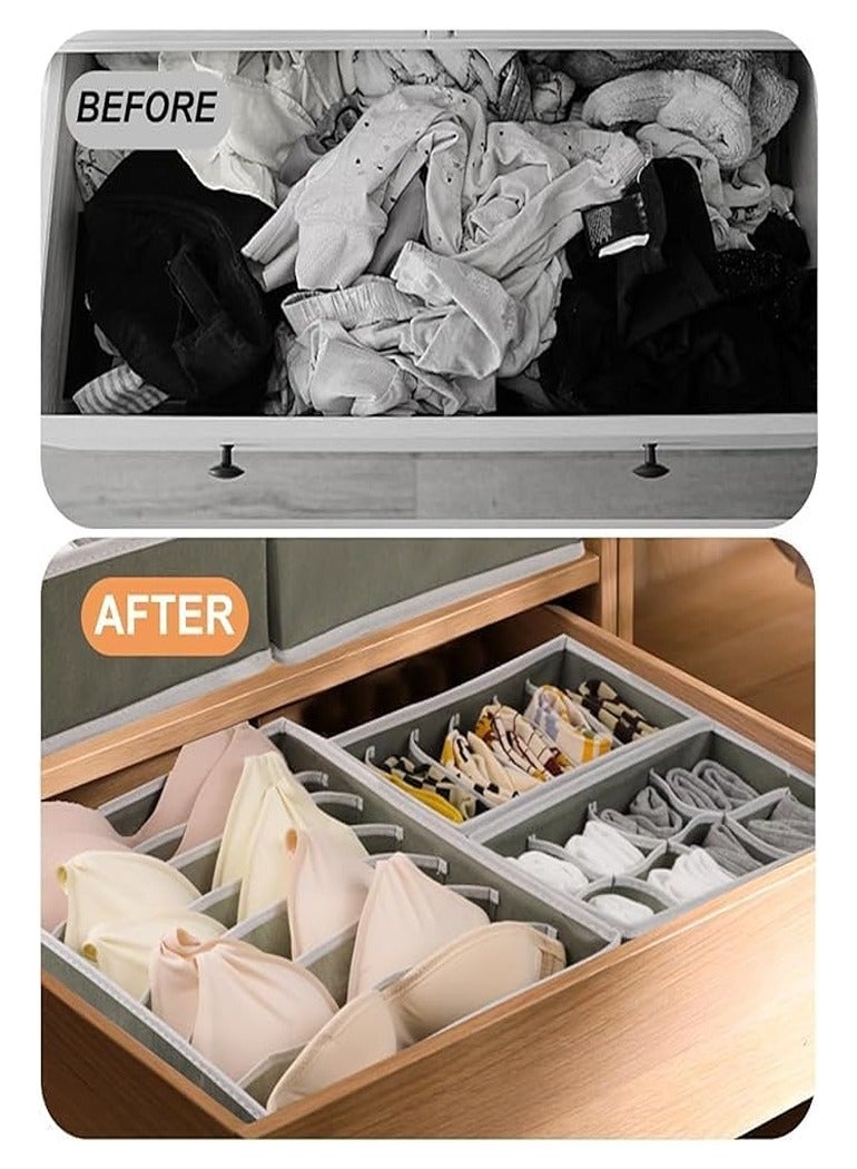 8 Pack Closet Drawer Organizer Bins, Foldable Underwear Drawer Organizer Boxes, 90 Cells Fabric Drawer Dividers Storage Box for Socks, Ties, Bras, Baby Clothes, Nursery  - Image 5