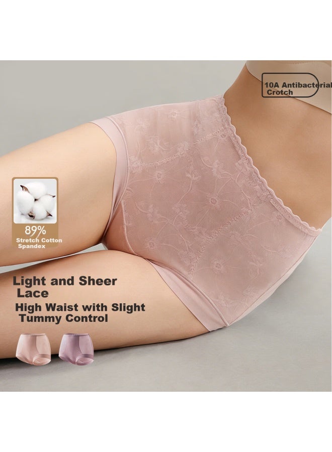 Top melon Dingguagua Dingguagua Women's Cotton High-waist Slightly Tummy-control Antibacterial Plus Size Ladies' Briefs 2-pack Imperial Purple 180 - Image 1