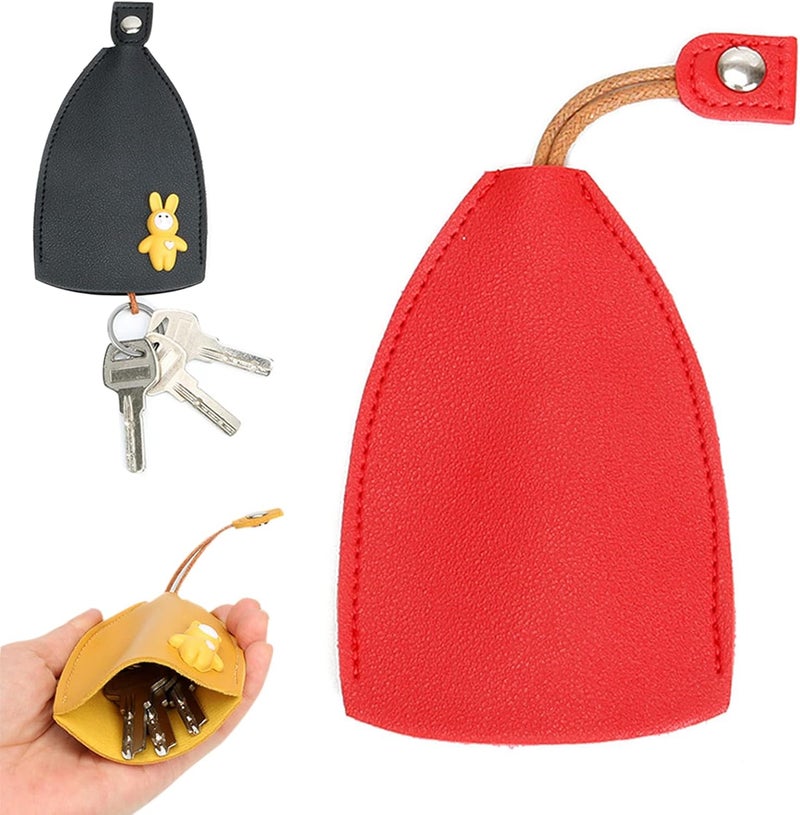 klarako 4 Pcs Cute Creative Pull Out Key - [2023 NEW] PU Leather Cartoon Animal Pull Type Key Bag - Not Easy to Slip - Image 1