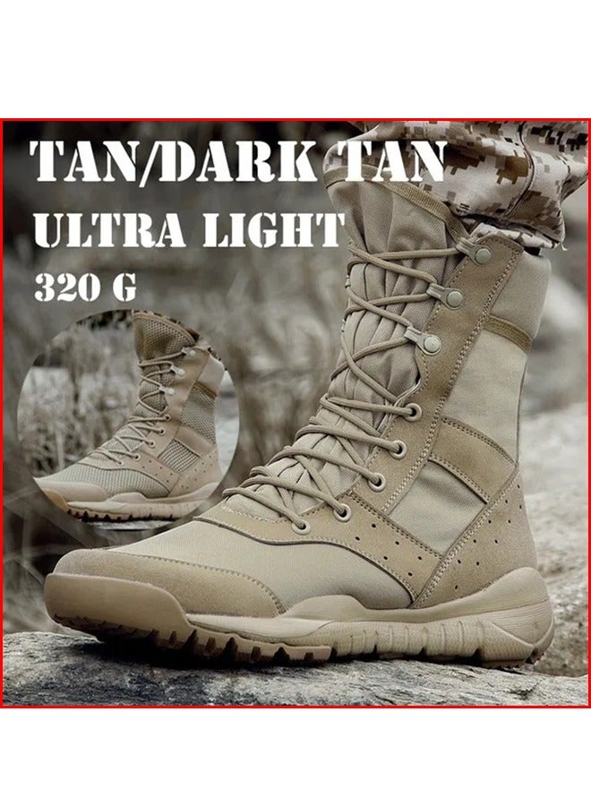 1-Pair Ultra Light Waterproof Fabric Breathable Combat Boots,Men's Outdoor Desert Boots Shoes,Mesh Light Military Fans Shoes - Image 1