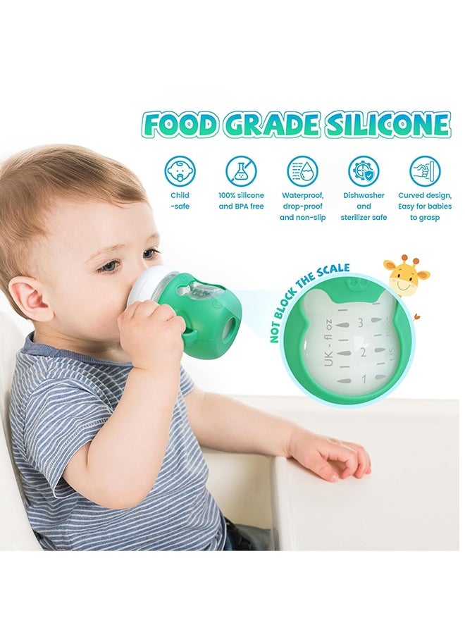 Sweet Life - 3 Pack Silicone Sleeves for Avent Natural Glass Baby Bottles, Anti Breakage Baby Bottle Sleeves with Handles, Compatible Philips Avent Glass Natural Baby Bottle 4 oz(White+Blue+Green) - Image 1