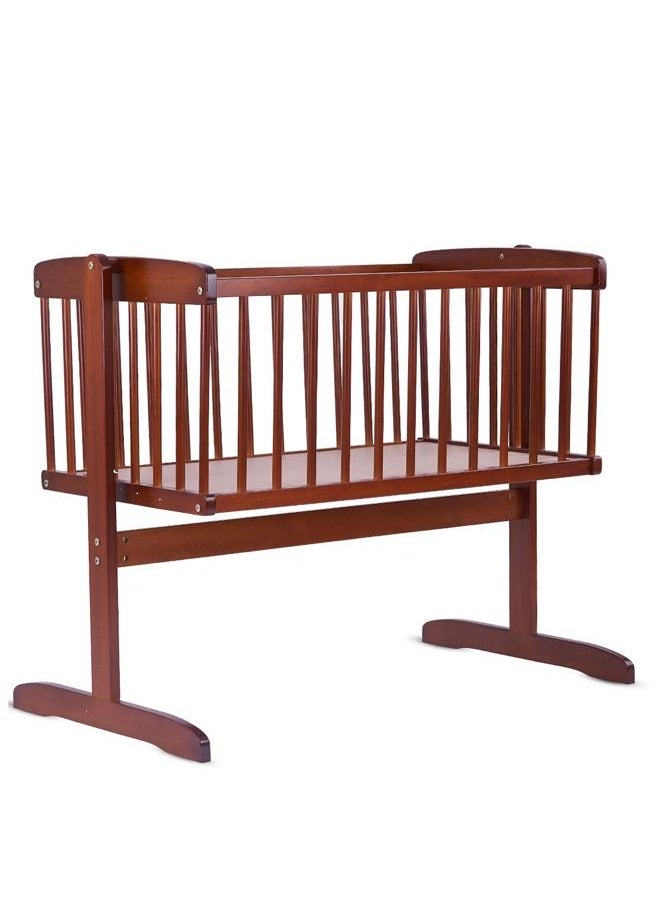 BAYBEE - Medusa Wooden Cradle For Baby With Swings Lock Function  Baby Swing Cradle Cot For New Born Babies Up To 12 Months Walnut Brown - Image 1