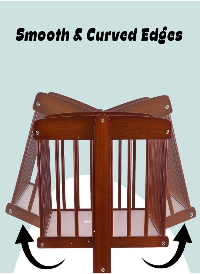 BAYBEE - Medusa Wooden Cradle For Baby With Swings Lock Function  Baby Swing Cradle Cot For New Born Babies Up To 12 Months Walnut Brown - Image 1