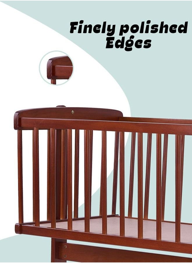 BAYBEE - Medusa Wooden Cradle For Baby With Swings Lock Function  Baby Swing Cradle Cot For New Born Babies Up To 12 Months Walnut Brown - Image 1