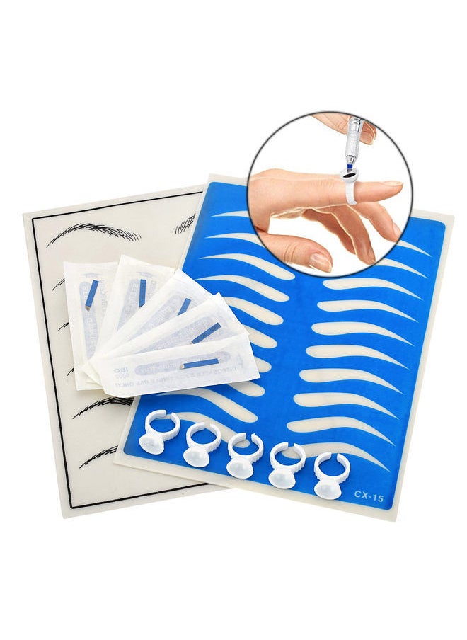 Generic - Professional Eyebrow Permanent Tattoo Practice Kit Microblading Set Manual Eyebrow Pen Needle Pigment Ink Practise Skin Tool - Image 1