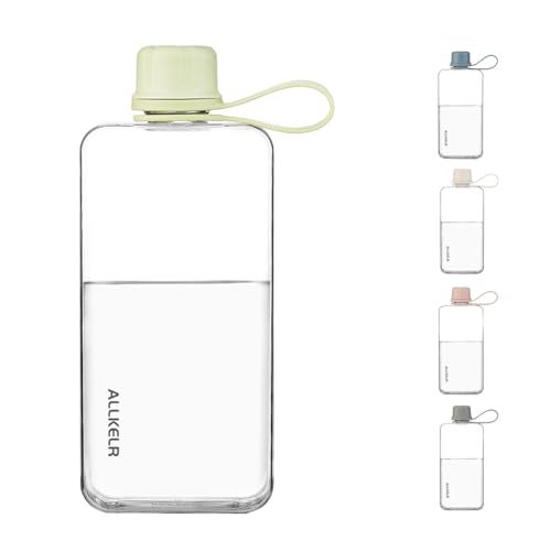 ALLKELR Portable Flat Water Bottle,BPA Free Reusable Tritan Plastic Travel Water Bottle Cup,Lightweight Leakproof Slim Water Bottles Fits Purse,Backpacking,Hiking (Green, 13.5 oz) - Image 3