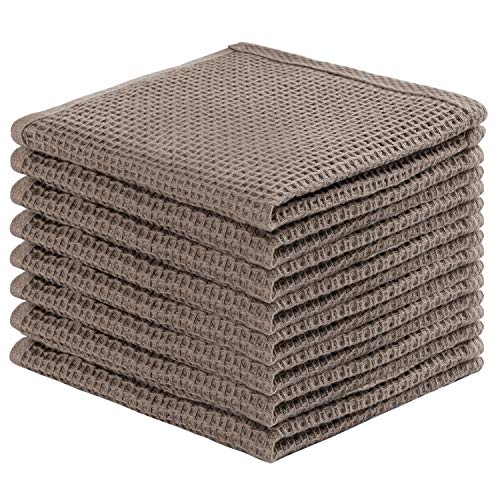 joybest Cotton Kitchen Dish Cloths 8Pack Waffle Weave Ultra Soft Absorbent Dish Towels Washcloths Quick Drying Dish Rags 12x12 Inches Coffee