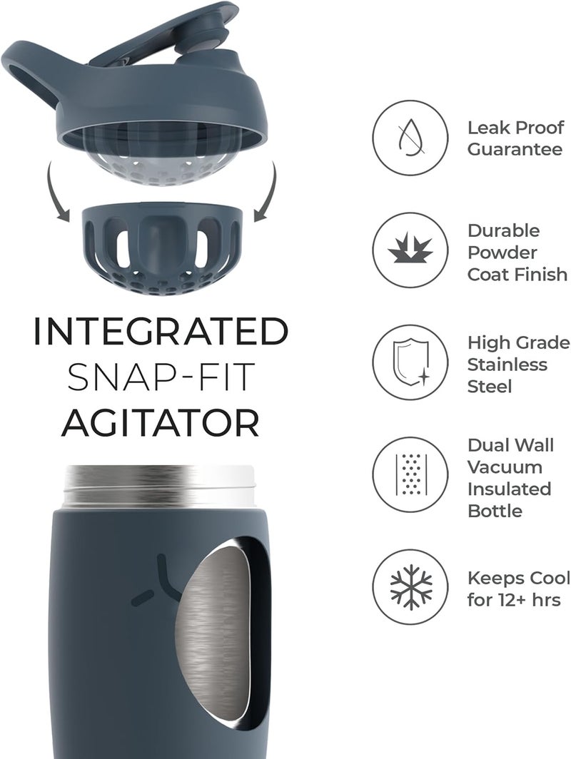 Promixx Pursuit Shaker Bottle Insulated Stainless Steel Water Bottle and Blender Cup, 550ml, Seagrass Green - Image 3