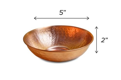 GoCraft Pure Copper Decorative Bowl | Hammered Finish Pure Copper Bowl for Nuts, Salad, Fruits & Kitchen Serving Purposes - 5" Dia & 2" Height (Small) - Image 5