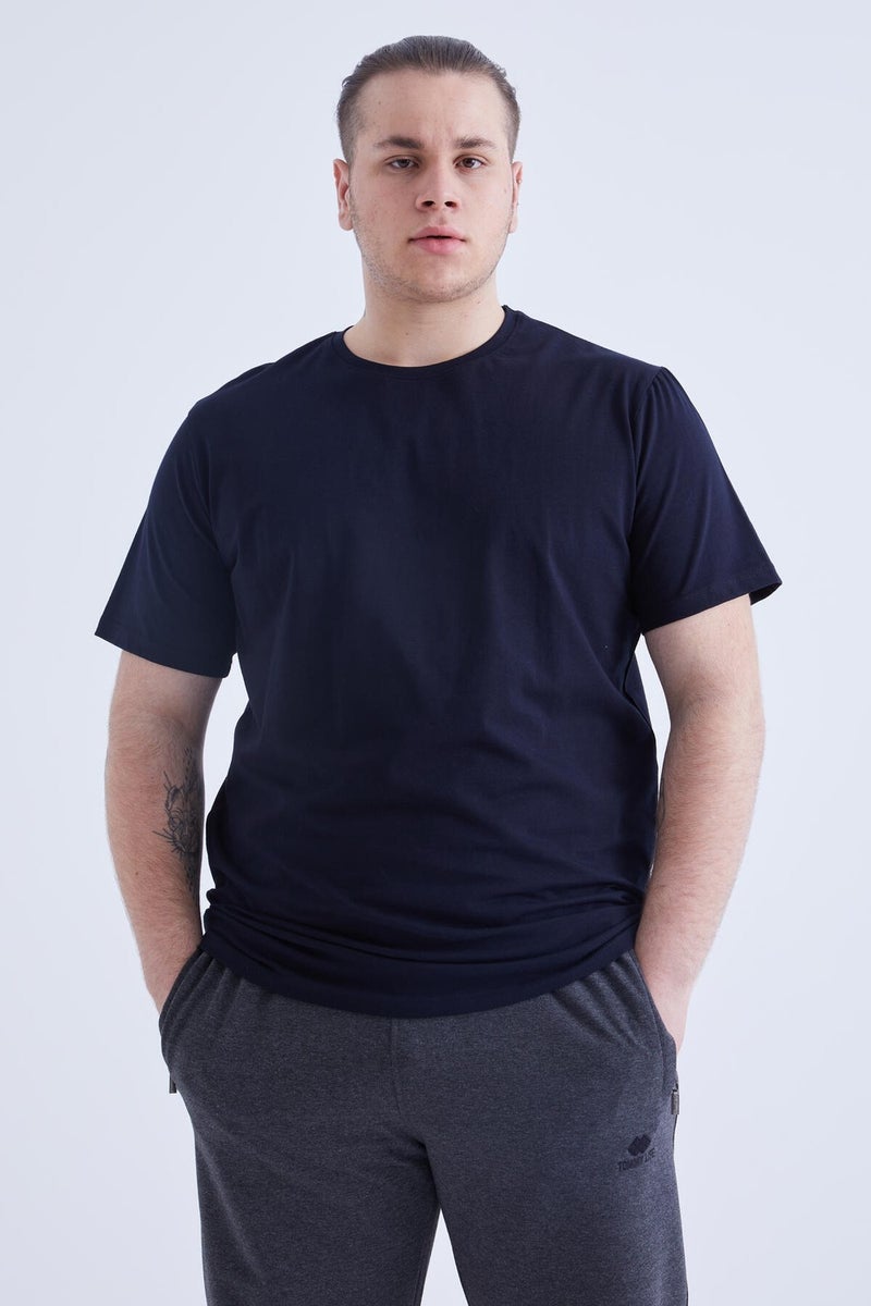 Tommy Life Navy Blue Basic Short Sleeve O Neck Men's Plus Size T-Shirt - 88072  - Image 1