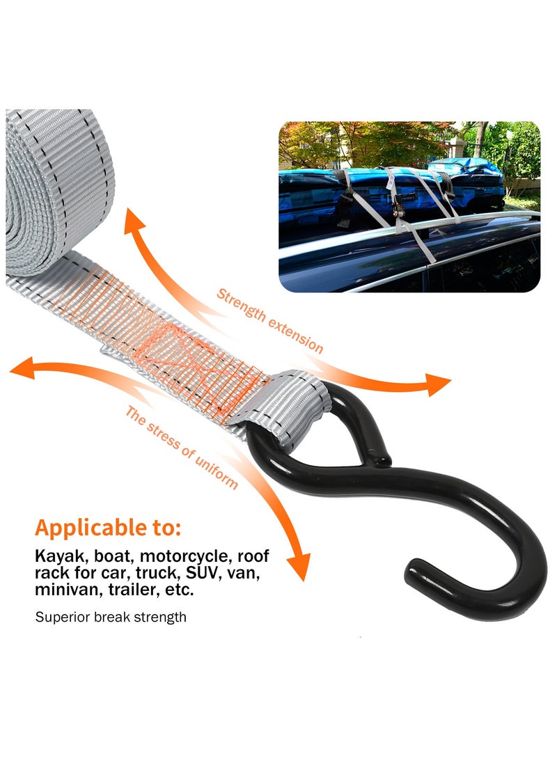 KSEIBI Ratchet Tie Down Set 2-Pc, 25mmx4.5m, Polyester Webbing, Zinc Plated, Safety Lock S-Hooks, Tie-Down Ratcheting Cargo Truck Straps for Truck, Trailers, Car Roof, Moving Cargo and Lawn Equipment.  - Image 3