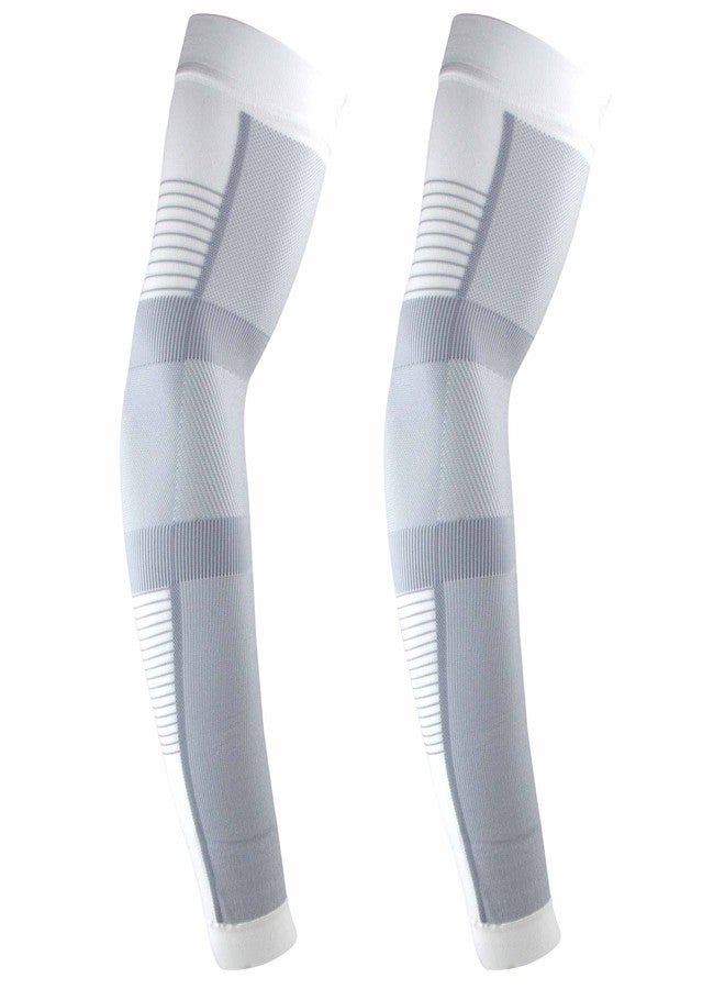Zensah Ultra Compression Arm Sleeves (Pair) for Men and Women High Performance (White, Large) - Image 2