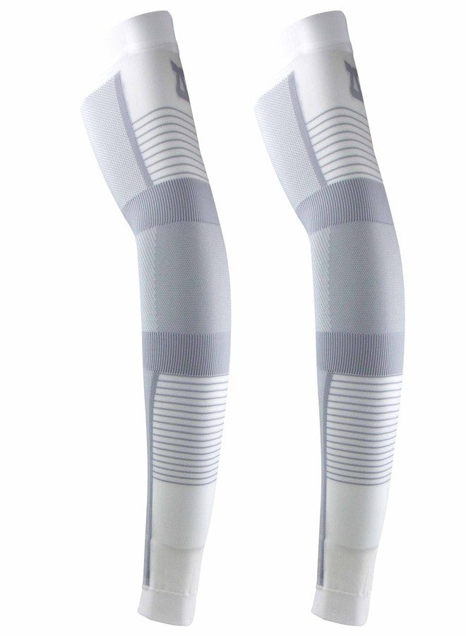 Zensah Ultra Compression Arm Sleeves (Pair) for Men and Women High Performance (White, Large) - Image 1