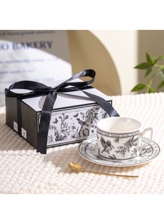 YelaJoy Ceramic Coffee Cup and Saucer Set - Vintage Floral Design, Perfect for Espresso, Tea, or Coffee Lovers - Gift Boxed for Home, Office, or Special Occasions (6.8oz) - Image 2