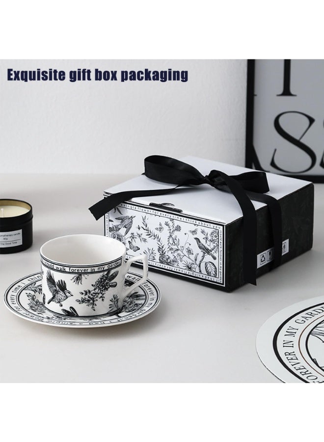 YelaJoy Ceramic Coffee Cup and Saucer Set - Vintage Floral Design, Perfect for Espresso, Tea, or Coffee Lovers - Gift Boxed for Home, Office, or Special Occasions (6.8oz) - Image 3