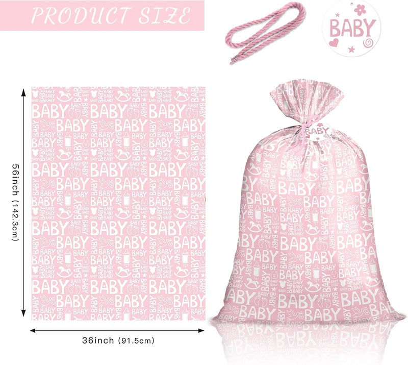 Pink Jumbo Large Plastic Gift Bag for Baby Girl - 56" x 36" - Image 3