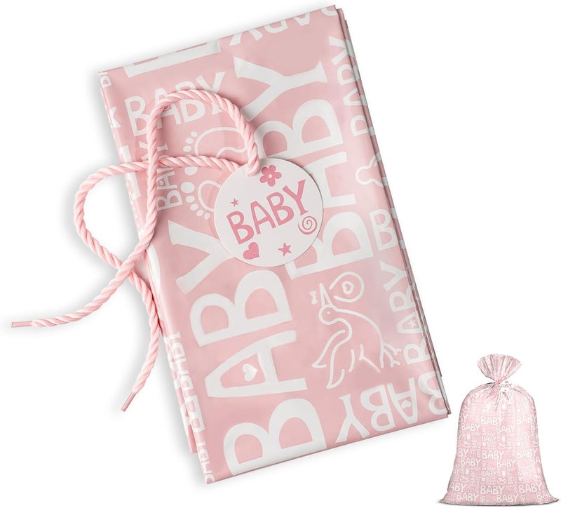 Pink Jumbo Large Plastic Gift Bag for Baby Girl - 56" x 36" - Image 2