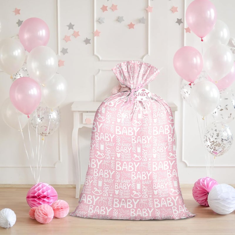 Pink Jumbo Large Plastic Gift Bag for Baby Girl - 56" x 36" - Image 4