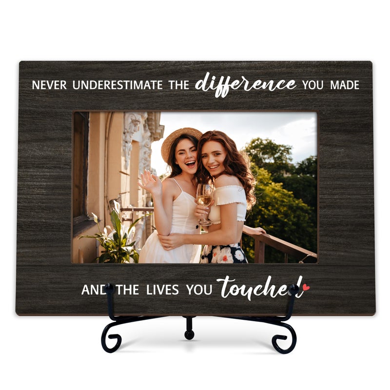 BXVRT Inspirational Photo Frame Gifts, Never Underestimate The Difference You Made Wooden Picture Frame With Stand, Farewell Gifts For Coworker Leader, Birthday Christmas Appreciation Gifts For Friends -66 - Image 1