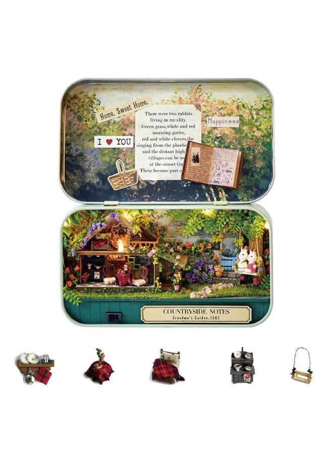 Flever Dollhouse Miniature DIY House Kit Creative Room With Furniture and Cover for Romantic Valentine's Gift(Rural Diary) - Image 1