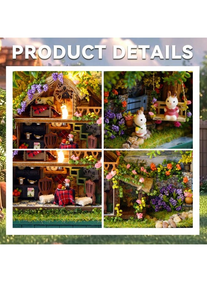 Flever Dollhouse Miniature DIY House Kit Creative Room With Furniture and Cover for Romantic Valentine's Gift(Rural Diary) - Image 3