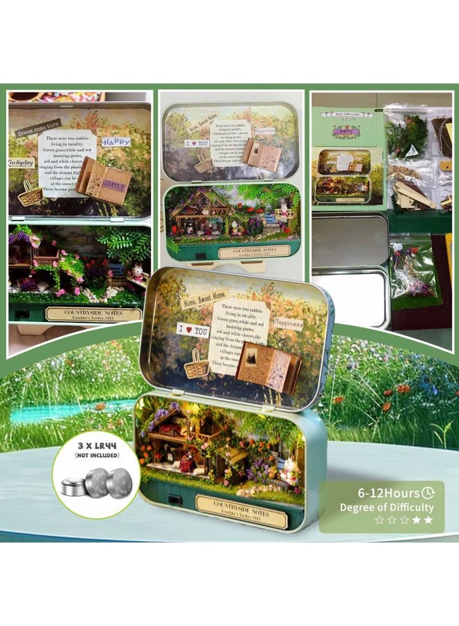 Flever Dollhouse Miniature DIY House Kit Creative Room With Furniture and Cover for Romantic Valentine's Gift(Rural Diary) - Image 5