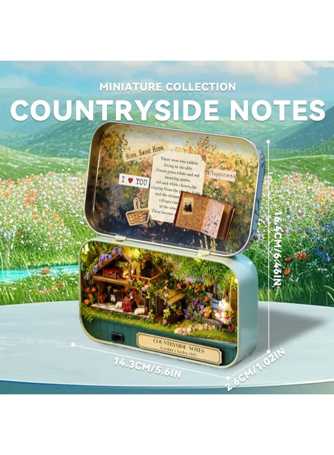 Flever Dollhouse Miniature DIY House Kit Creative Room With Furniture and Cover for Romantic Valentine's Gift(Rural Diary) - Image 2