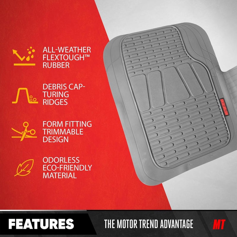 BDK Motor Trend WingRunner Rubber Rear Floor Mats - All Weather Protection for Trucks, Cars, Sedans, and SUVs - Image 3