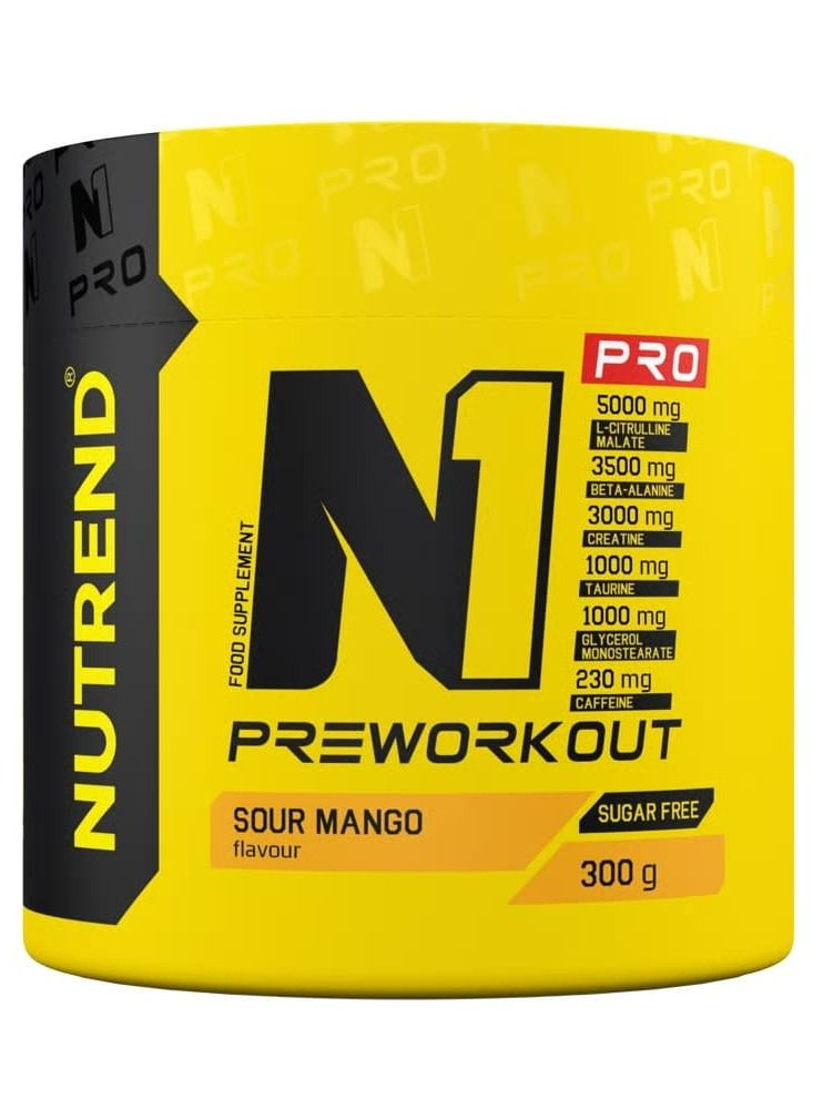 NUTREND N1 Pro Pre Workout Sugar Free 300 Grams, Sour Mango
