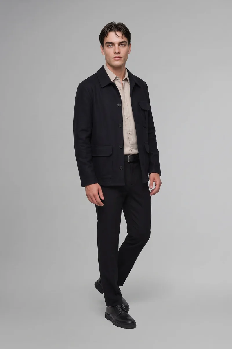 Regular Fit Polo Collar Taffeta Blazer