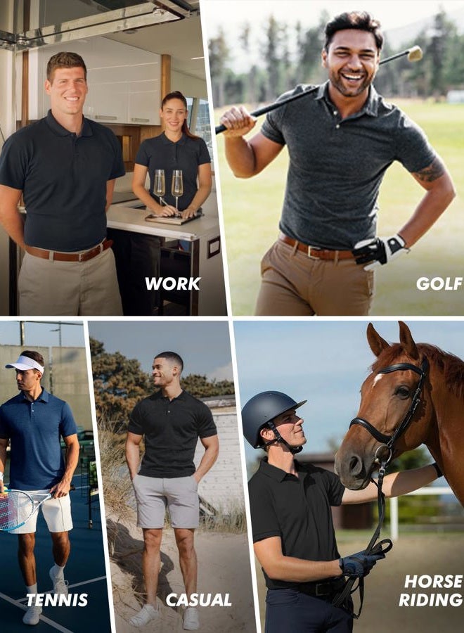 BOOJO 7 Pack Polo Shirts for Men - Quick Dry Moisture Wicking Performance Short Sleeve Mens Golf Shirts for Casual Work, 1-black/Dark Grey/Light Grey/Navy Blue/Dark Blue/Army Green/Wine, XXL - Image 5