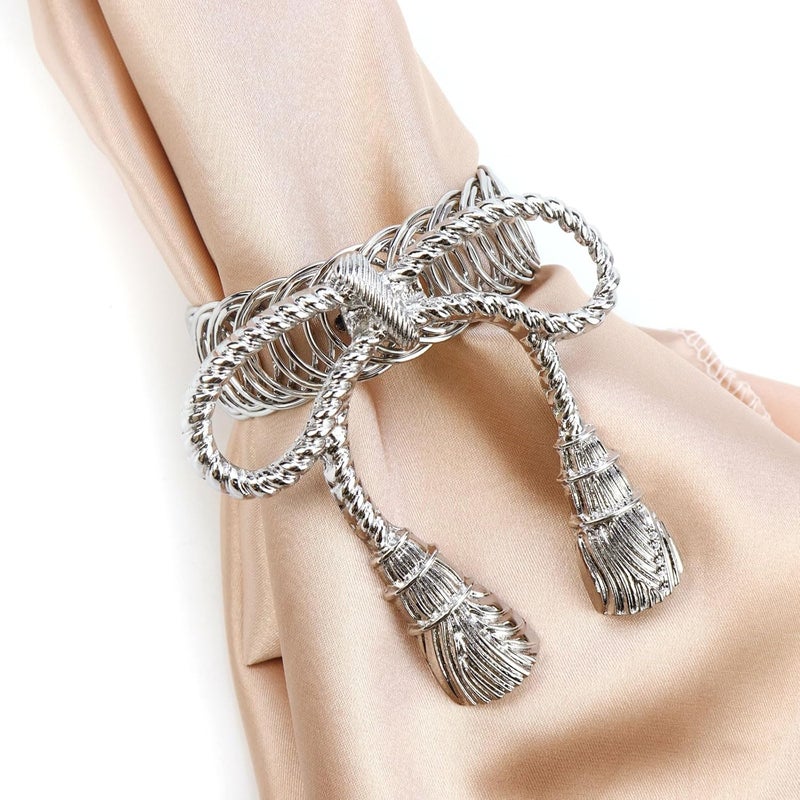 Chinflly 2 Pack Curtain Tiebacks,Bow Tie Spring Design Modern Style Holdback Metal Curtain Tie Backs Home Decor(Silver) - Image 5