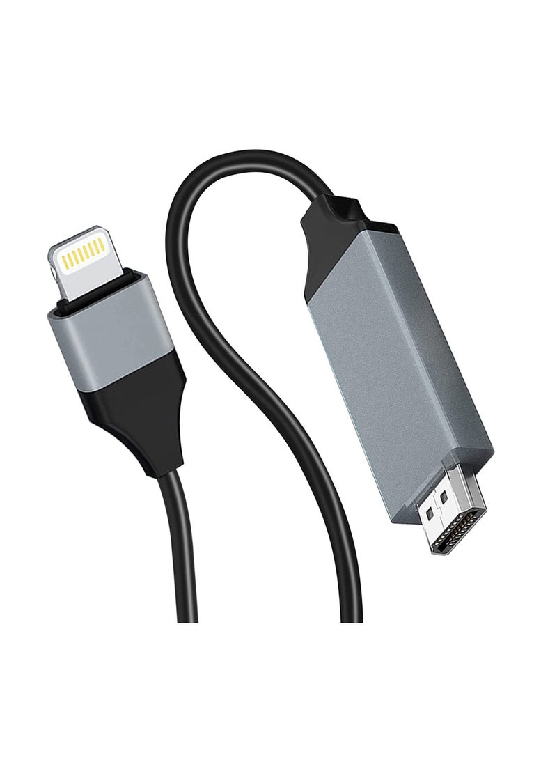 Y&D Lightning to HDMI Adapter Cable for iPhone,[Apple MFi Certified] 1080P HDTV Digital AV Sync Screen Connector Compatible with iPhone/iPad/iPod on HD TV Monitor Projector,6.6 Feet/2M,Grey  - Image 1