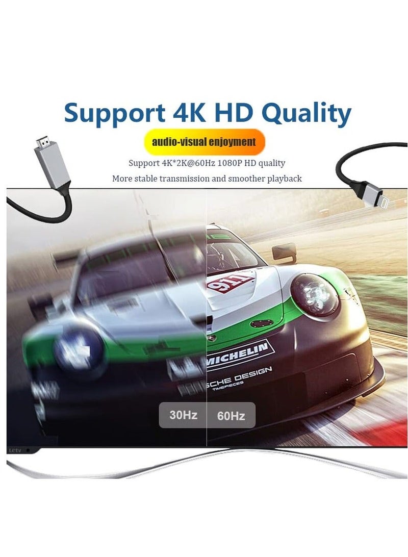 Y&D Lightning to HDMI Adapter Cable for iPhone,[Apple MFi Certified] 1080P HDTV Digital AV Sync Screen Connector Compatible with iPhone/iPad/iPod on HD TV Monitor Projector,6.6 Feet/2M,Grey  - Image 3