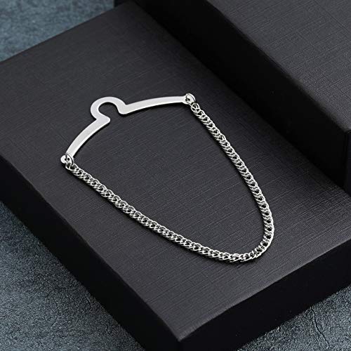 JOVIVI 2pcs Set Men's Silver Golden Necktie Tie Clips Link Chain Cravat Collar Pins Brooch w/Box - Image 5