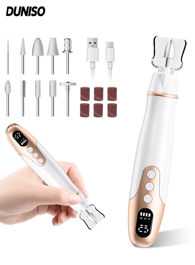 DUNISO Cordless Electric Nail Drill with 10 Drill Bits and 6 Sanding Bands,Portable Rechargeable Nail File Kit ,Adjustable Speed and LED Display,For Acrylic Nails, Gel Nails (White) - Image 1