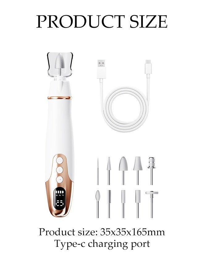 DUNISO Cordless Electric Nail Drill with 10 Drill Bits and 6 Sanding Bands,Portable Rechargeable Nail File Kit ,Adjustable Speed and LED Display,For Acrylic Nails, Gel Nails (White) - Image 2
