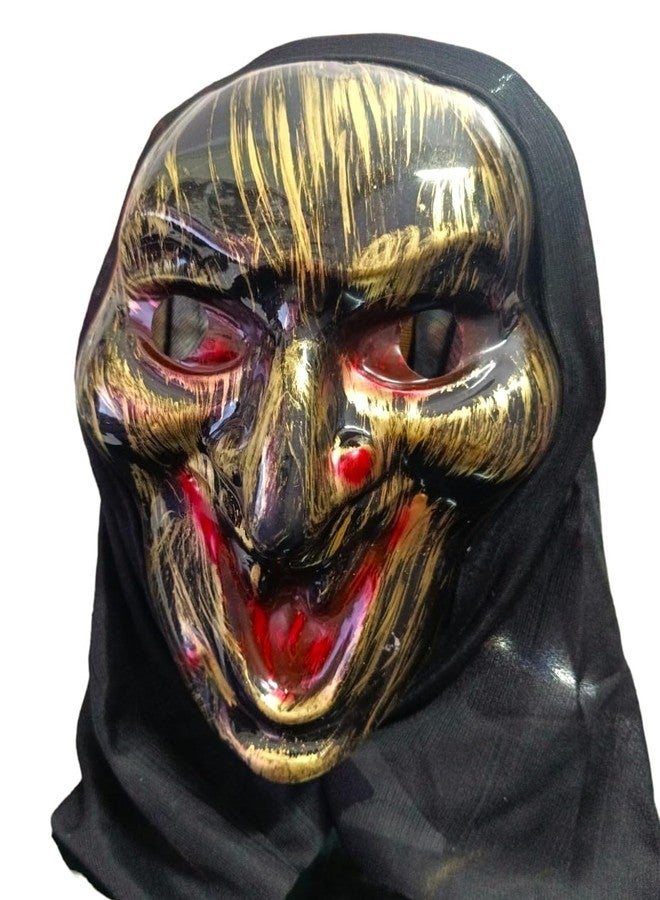 LUDALY Scary Horror Comic Face Mask For Halloween Party fancy dress Costume Ball Dance Party etc. (Pack Of 10, Gold & Black) - Image 2