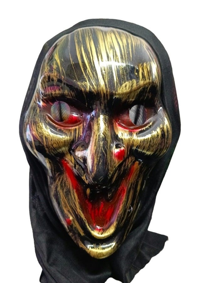 LUDALY Scary Horror Comic Face Mask For Halloween Party fancy dress Costume Ball Dance Party etc. (Pack Of 10, Gold & Black) - Image 3