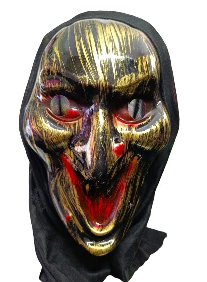 LUDALY Scary Horror Comic Face Mask For Halloween Party fancy dress Costume Ball Dance Party etc. (Pack Of 10, Gold & Black) - Image 1