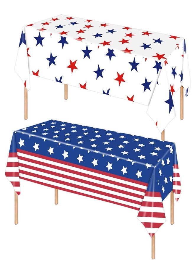 BOKFJBP 2Packs 4th of July Tablecloth Party Supplies Set American Flag Patriotic USA 250th Anniversary Disposable Plastic RectangleTablecovers for Independence Day Election Day Veterans Day Decoration - Image 1