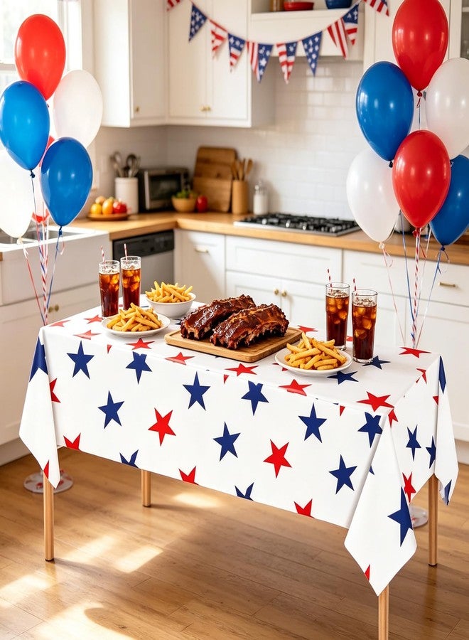 BOKFJBP 2Packs 4th of July Tablecloth Party Supplies Set American Flag Patriotic USA 250th Anniversary Disposable Plastic RectangleTablecovers for Independence Day Election Day Veterans Day Decoration - Image 5