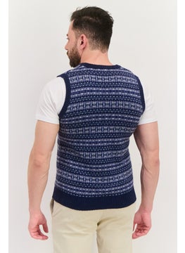 Robe Di Kappa Men Sleeveless Brand Logo Sweater Vest, Navy Blue  - Image 3