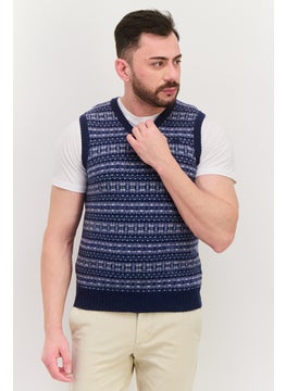 Robe Di Kappa Men Sleeveless Brand Logo Sweater Vest, Navy Blue  - Image 1