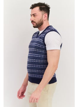 Robe Di Kappa Men Sleeveless Brand Logo Sweater Vest, Navy Blue  - Image 2